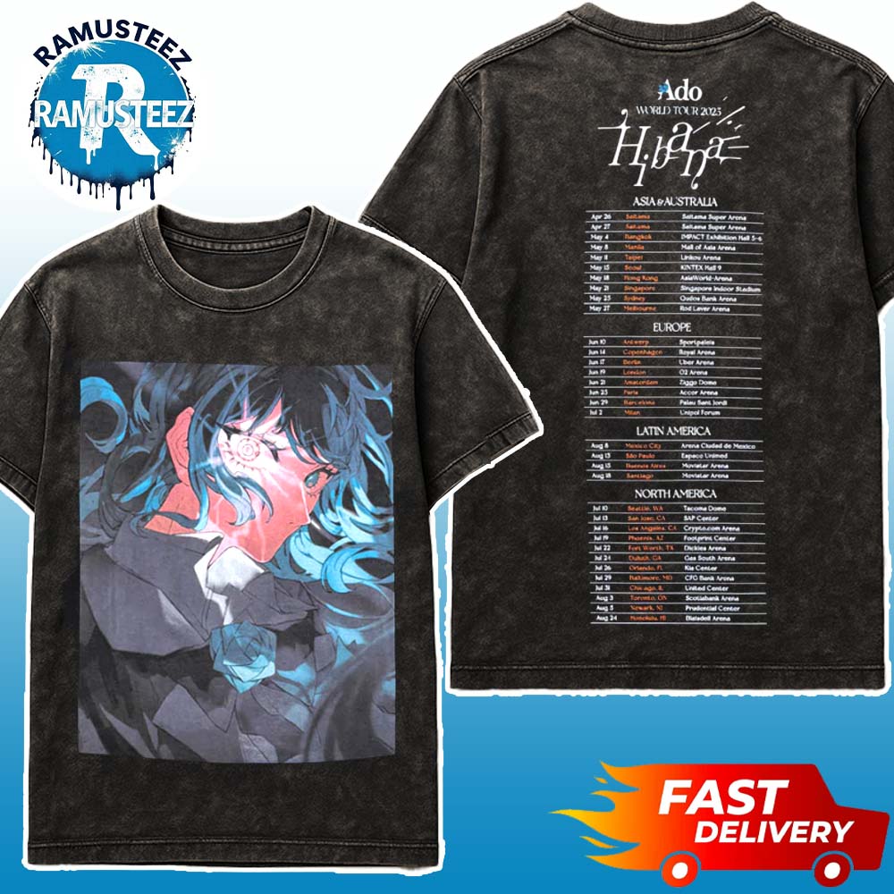 Ado World Tour Hibana 2025 Merchandise Tee Two Sided Print Washed T-Shirt Ado World Tour Hibana 2025 Merchandise Tee Two Sided Print Washed T-Shirt