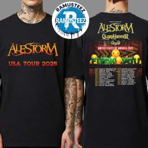 Alestorm United Sates Of America 2025 Tour Dates List Kick Off On September 12th In Nashville TN At Marathon Music Works Two Sided Print T-Shirt