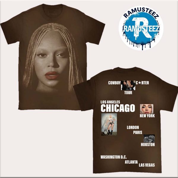 Beyonce Collection Chi Web Exclusive Tee Cowboy Carter Tour 2025 All Over Print Brown T-Shirt