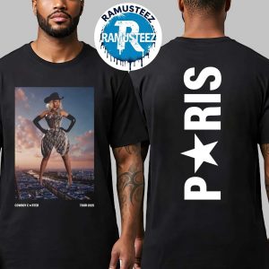 Beyonce Par Web Merchandise Tee Cowboy Carter Tour 2025 Paris Two Sided Print T-Shirt