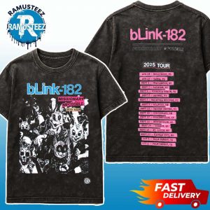 Blink 182 Band Exclusive Tee Missionary Impossible Tour 2025 Two Sided Print Unisex Washed T-Shirt