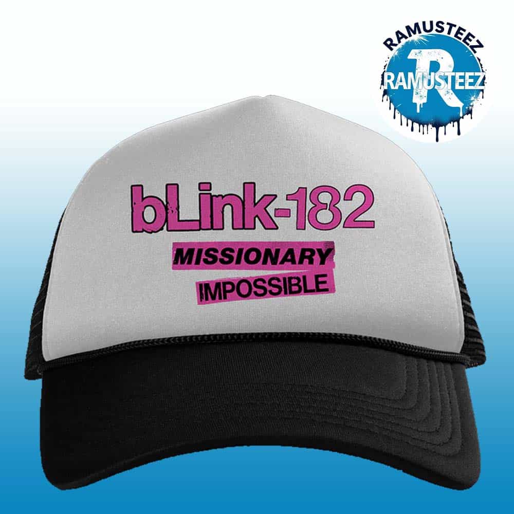 Blink 182 Band Missionary Impossible Tour 2025 Trucker Merchandise Snap Back Cap Hat Blink 182 Band Missionary Impossible Tour 2025 Trucker Merchandise Snap Back Cap Hat