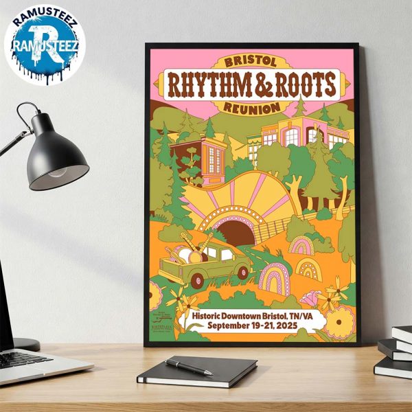 Bristol Rhythm And Roots Reunion 2025 Festival Poster By Clay Hickson At Historic Downtown Bristol In Bristol Tennessee On September 19-21 2025 Poster Canvas