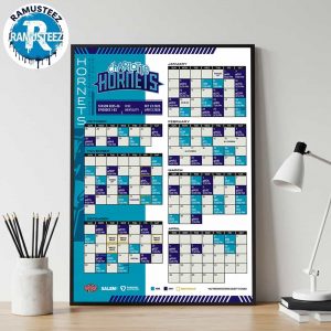 Charlotte Hornets 2025-26 Regular Season NBA Schedule Wall Decor Poster Canvas