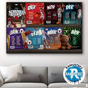 Chicago Bulls 2025-26 Regular Season NBA Schedule Home Decor Poster Canvas