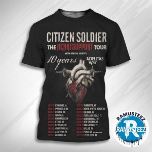 Citizen Soldier The Heart Support Tour 2025 Cities List Kick Off In Des Moines IA On August 7th All Over Print Unisex T-Shirt