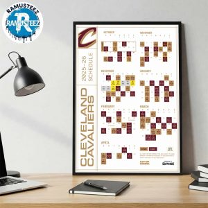 Cleveland Cavaliers 2025-26 Regular Season NBA Schedule Wall Decor Poster Canvas