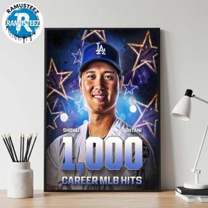 Congrats Shohei Ohtani From Los Angeles Dodgers Achieved 1000 Career MLB Hits Wall Decor Poster Canvas