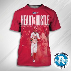 Congratulations Kyle Schwarber From Philadelphia Phillies Achieved Our 2025 Heart And Hustle Award Winner 3D Red T-Shirt