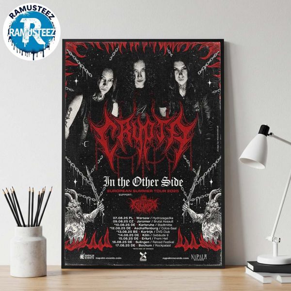 Crypta In The Other Side European Summer Tour 2025 Dates List For August With Rise Of Kronos Wall Decor Poster Canvas