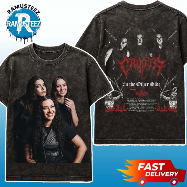 Crypta In The Other Side European Summer Tour 2025 With Rise Of Kronos Dates List For August Two Sided Print Washed T-Shirt