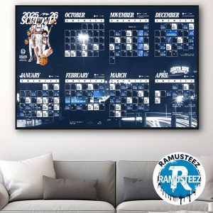 Dallas Mavericks 2025-26 Regular Season NBA Schedule Wall Decor Poster Canvas
