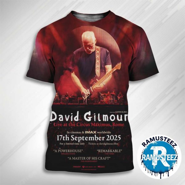 David Gilmour Music Poster At Circus Maximus In Rome On September 17th 2025 All Over Print T-Shirt