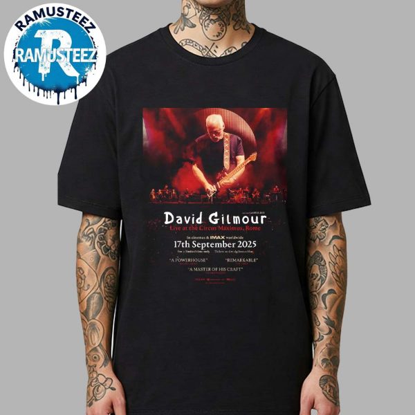David Gilmour Music Poster At Circus Maximus In Rome On September 17th 2025 Unisex Black T-Shirt