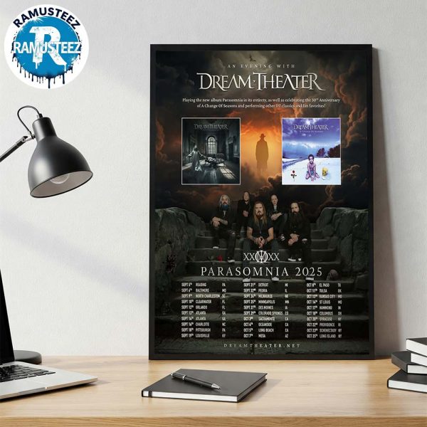 Dream Theater Parasomnia Tour 2025 Celebrate 30th Anniversary Of A Change Of Seasons Cities List Start In Reading PA On September 5th Poster Canvas