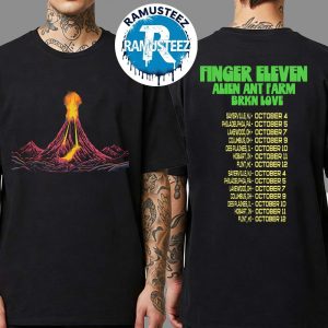 Finger Eleven Alien Ant Farm And Brkn Love Tour 2025 Cities List Start In Bufalo NY On September 25th Two Sided Print Unisex T-Shirt