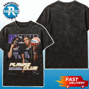 Flayaz Club Tiffany Hayes And Kayla Thornton Team Golden State Valkyries WSLAM Digital Cover Washed T-Shirt
