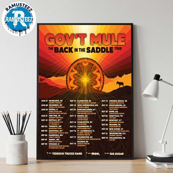 Govt Mule The Back In The Saddle Tour 2025 Dates List Kick Off On August 27th In Milwauke WI Home Decor Poster Canvas
