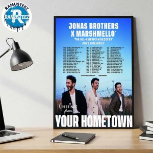 Jonas Brothers 20th Anniversary Greetings From Your Hometown Tour 2025 Cities List Start In East Rutherford NJ On August 10th Poster Canvas