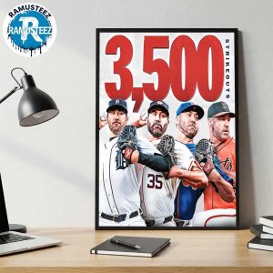 Justin Verlander Joins Elite MLB History Achieved 3500 Career Strikeouts Just The 10th Pitcher Home Decor Poster Canvas