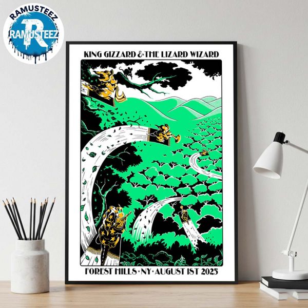 King Gizzard And The Lizard Wizard Show Poster In Forét Hill NY On August 1st 2025 Home Decor Poster Canvas