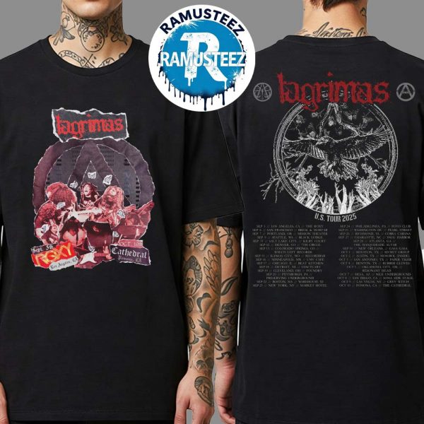 Lagrimas Band US Tour 2025 Dates List Start In Los Angeles CA At The Roxy On September 5th Two Sided Print Unisex T-Shirt