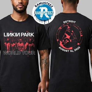 Linkin Park Official From Zero World Tour 2025 Merchandise Available Today In Detroit MI At Little Caesars Arena Two Sided Print Unisex T-Shirt