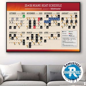 Miami Heat 2025-26 Regular Season NBA Schedule Home Decor Poster Canvas