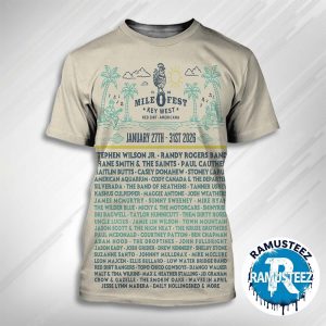 Mile 0 Fest Key West 2026 Poster Lineup On January 27th-31st 2026 At Key West Florida All Over T-Shirt