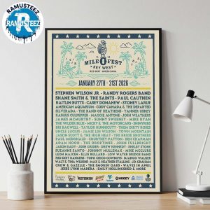 Mile 0 Fest Key West 2026 Poster Lineup On January 27th-31st 2026 At Key West Florida Wall Decor Poster Canvas