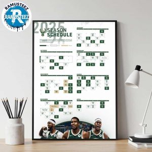 Milwaukee Bucks 2025-26 Regular Season NBA Schedule Wall Decor Poster Canvas