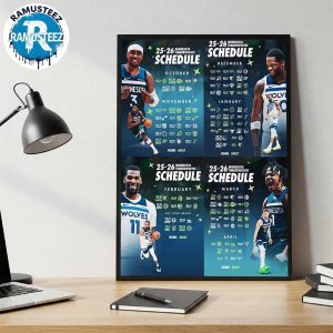 Minnesota Timberwolves 2025-26 Regular Season NBA Schedule Home Decor Poster Canvas