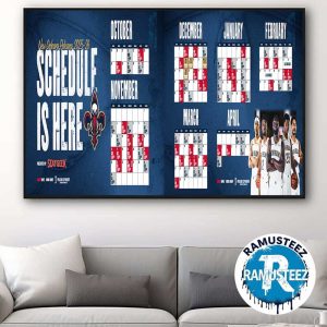 New Orleans Pelicans 2025-26 Regular Season NBA Schedule Home Decor Poster Canvas