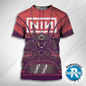 Nine Inch Nails Show Poster On August 17th 2025 At Xcel Energy Center In Saint Paul Minnesota All Over Print T-Shirt