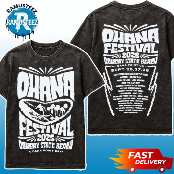 Ohana Festival Tour 2025 At Doheny State Beach In Dana Point CA Merchandise Psychedelic On September 26 27 29th Washed T-Shirt