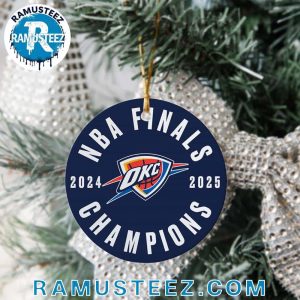 Oklahoma City Thunder 2024-2025 NBA Finals Champions Offensive Rebound Xmas Holiday Gift Ceramic Christmas Decorations Ornament
