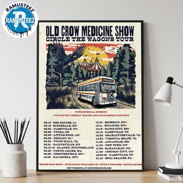Old Crow Medicine Show The Circle The Wagons Tour 2025 Cities List Kicks Off In Des Moines IA On August 15 2025 Home Decor Poster Canvas