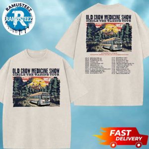 Old Crow Medicine Show The Circle The Wagons Tour 2025 Cities List Kicks Off In Des Moines IA On August 15 2025 Unisex Washed T-Shirt
