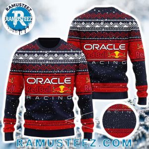 Oracle Red Bull Racing Formula 1 Pattern Red And Navy X-Mas Holiday Gift For Friends And Couple Ugly Christmas Sweater
