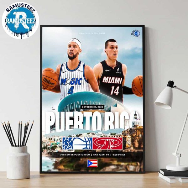 Orlando Magic Vs Miami Heat Matchup Open The NBA 2025 Preseason In San Juan PR At Coliseo DE Puerto Rico On Octobe 4 2025 Poster Canvas