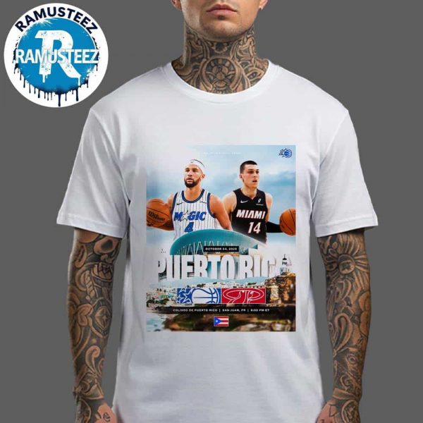 Orlando Magic Vs Miami Heat Matchup Open The NBA 2025 Preseason In San Juan PR At Coliseo DE Puerto Rico On Octobe 4 2025 Unisex Classic T-Shirt