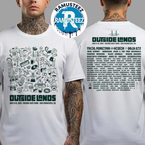 Outside Lands 2025 Exclusive Tee Icon Event In San Francisco CA On August 8th 10th At Golden Gate Park Two Sided White T-Shirt