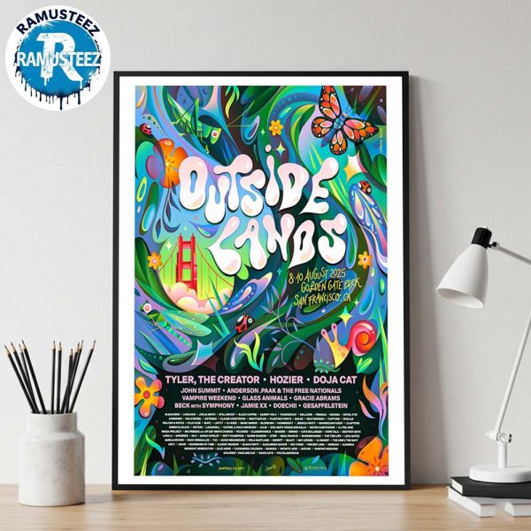 Outside Lands 2025 Poster Line Up On August 8th 10th At Golden Gate Park In San Francisco CA By Catherine Pearson Wall Decor Poster Canvas