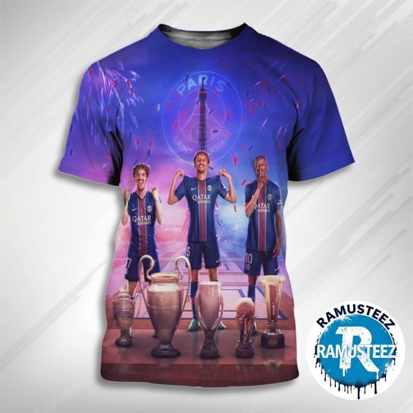 Paris Saint Germain Winner Of UEFA Super Cup 2025 Secure Historic Five Trophy Haul In 2025 All Over Print T-Shirt