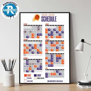 Phoenix Suns 2025-26 Regular Season NBA Schedule Home Decor Poster Canvas