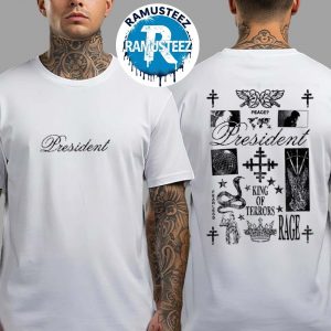 President Band Collection Tee King Of Terrors Script Tee Two Sided Print White T-Shirt