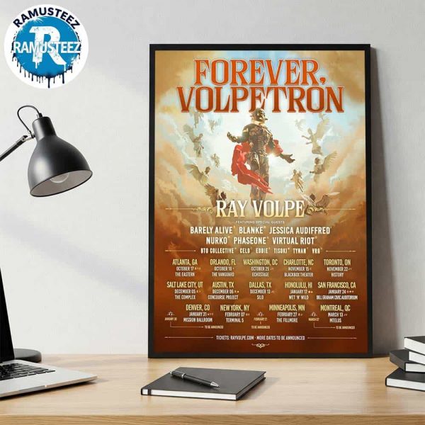 Ray Volpe Debut Album Forever Volpetron Headline Tour 2025 Cities List Start In Atlanta GA At The Eastern On October 17th Wall Decor Poster Canvas