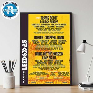 Reading And Leeds Festival 2025 Poster For Leeds Festival Full Lineup On August 21 To August 24 Bramham Park In Leeds England Poster Canvas