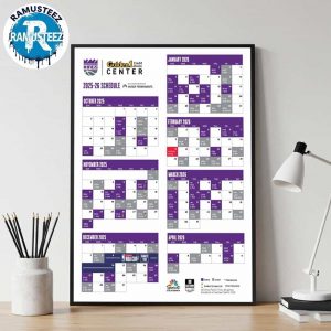 Sacramento Kings 2025-26 Regular Season NBA Schedule Wall Decor Poster Canvas