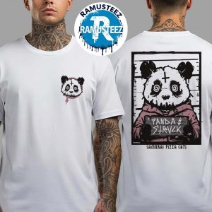 Samurai Pizza Cats Band Pandastruck Mugshot Collection Tee Two Sided Print Unisex White T-Shirt
